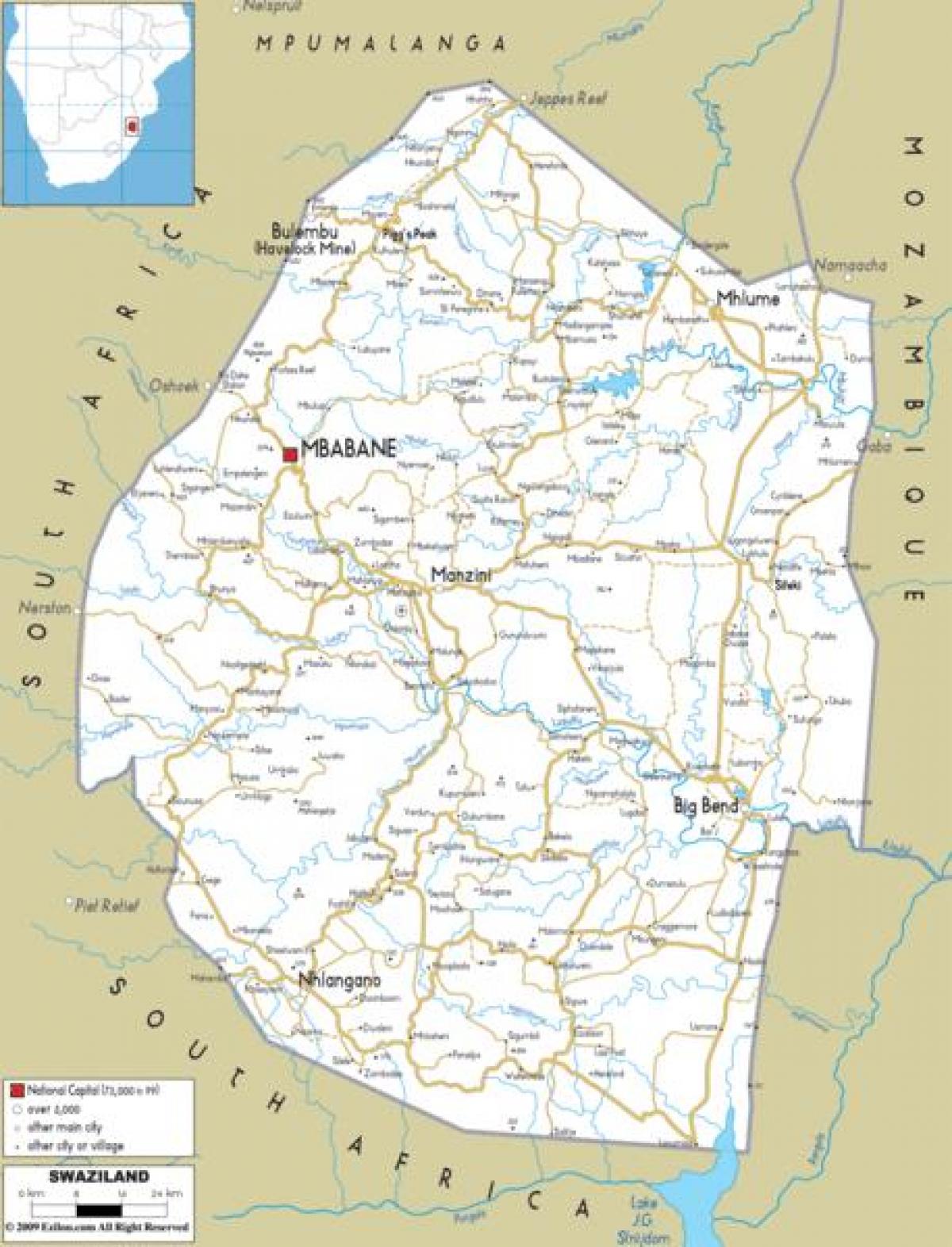 નકશો mbabane સ્વાઝીલેન્ડ